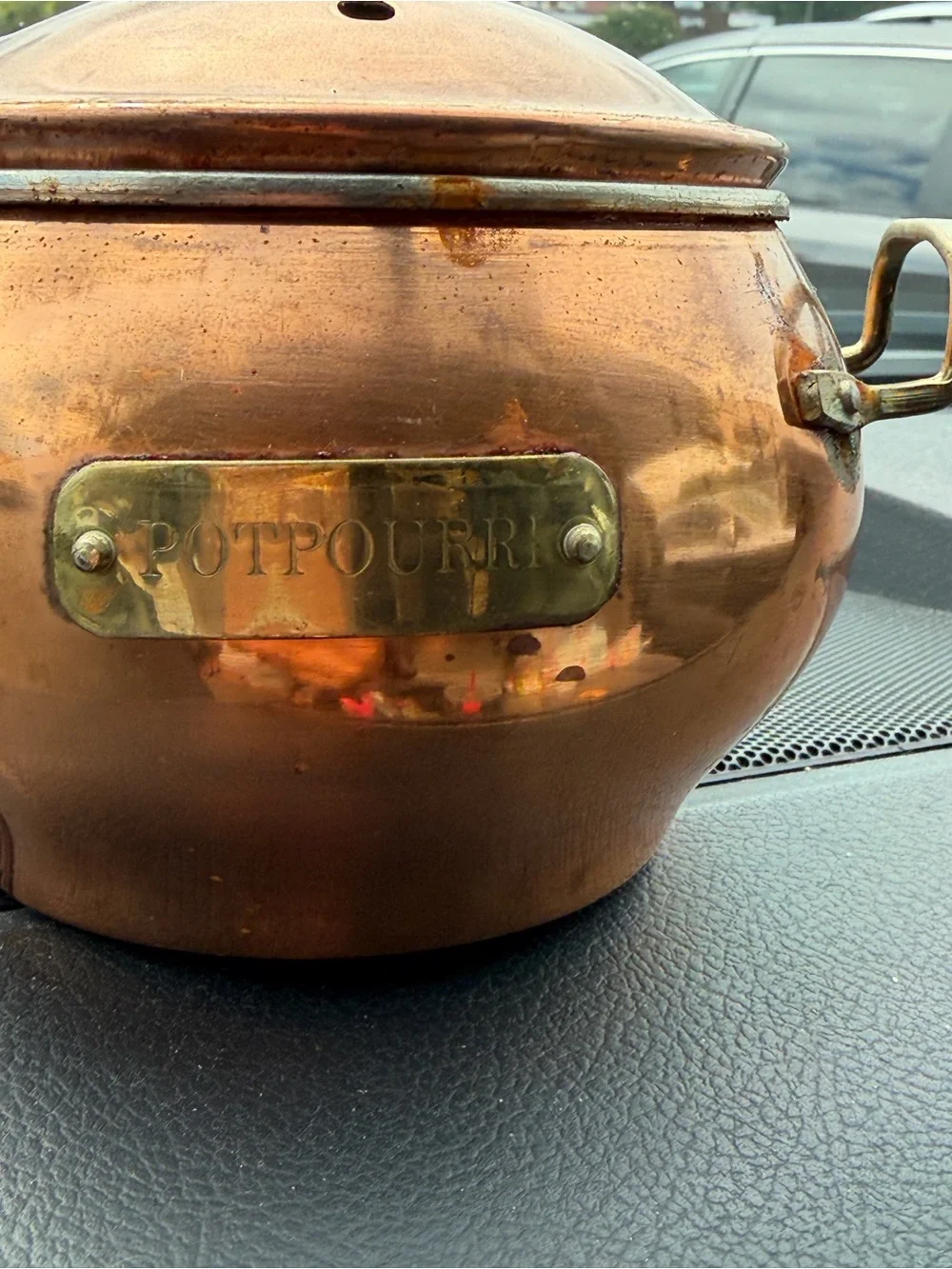Copper Potpourri Simmer Pot with Brass Handles